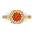 thumbnail image 1 of Clara Pucci 14K Yellow Gold Solid Gold Red Halo Anniversary Ring for Women - 1.335 cttw Round Cut, 1 of 8