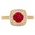 thumbnail image 1 of 1.335 ct Round Cut Simulated Ruby with Simulated Diamond Halo Accents 14K Yellow Gold Womens Engagement Ring, 1 of 3