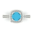 thumbnail image 1 of 1.335 ct Round Cut Simulated Turquoise Solitaire with Simulated Diamond Accents 14K White Gold Womens Engagement Ring, 1 of 5