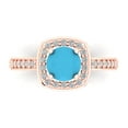 thumbnail image 1 of 1.335 ct Round Cut Simulated Turquoise Solitaire with Simulated Diamond Accents 18K Rose Gold Womens Engagement Ring, 1 of 5