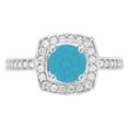 thumbnail image 1 of 1.335 ct Round Cut Simulated Turquoise Solitaire with Simulated Diamond Accents 18K White Gold Womens Engagement Ring, 1 of 4