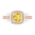 thumbnail image 1 of 1.335 ct Round Cut Simulated Yellow Diamond Solitaire with Simulated Diamond Accents 14K Rose Gold Womens Engagement Ring, 1 of 5