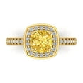 thumbnail image 1 of 1.335 ct Round Cut Simulated Yellow Diamond with Simulated Diamond Halo Accents 18K Yellow Gold Womens Engagement Ring, 1 of 5
