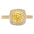 thumbnail image 1 of 1.335 ct Round Cut Simulated Yellow Diamond with Simulated Diamond Halo Accents 18K Yellow Gold Womens Engagement Ring, 1 of 4