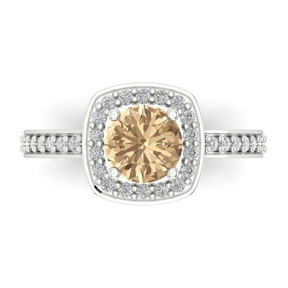 Clara Pucci 14K White Gold 1.33ct YellowMoissanite Solitaire with Accents