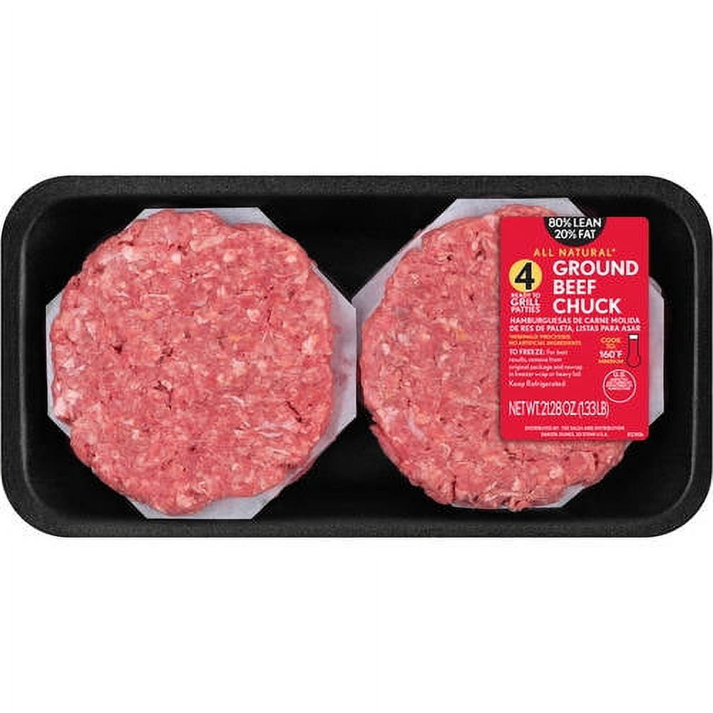 1.33lb 80/20 Ground Beef Chuck Patties