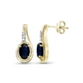 thumbnail image 1 of 1.34 Carat Sapphire Gemstone and Accent White Diamond Women's Sterling Silver Earrings, 1 of 3