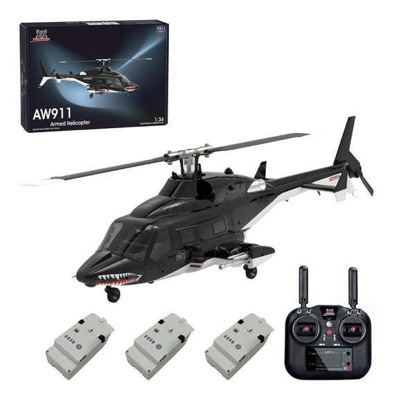 1/34 GPS RC Helicopter, 2.4GHz 9CH Flybarless RC Helicopter Model with 6G/3D Stunt Mode, Brushless Motors & LED Lights, Remote Control Helicopters for Adults, RTF, Mode 1/Mode 2 Switchable