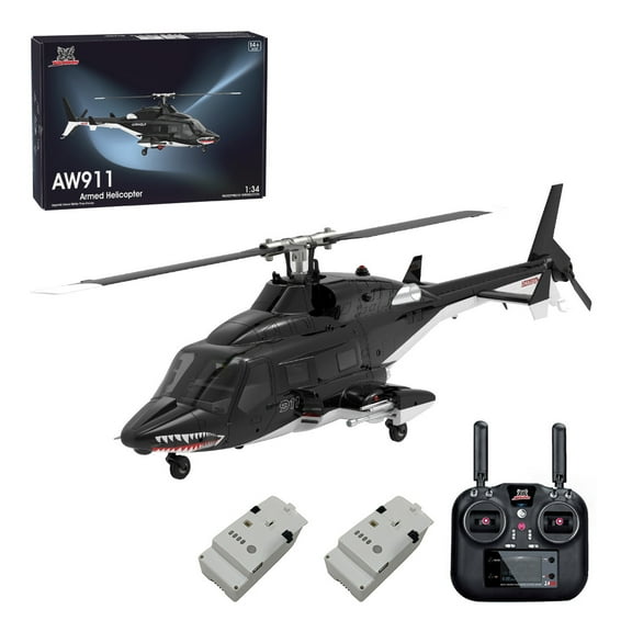 1/34 GPS RC Helicopter, 2.4GHz 9CH Flybarless RC Helicopter Model with 6G/3D Stunt Mode, Brushless Motors & LED Lights, Remote Control Helicopters for Adults, RTF, Mode 1/Mode 2 Switchable