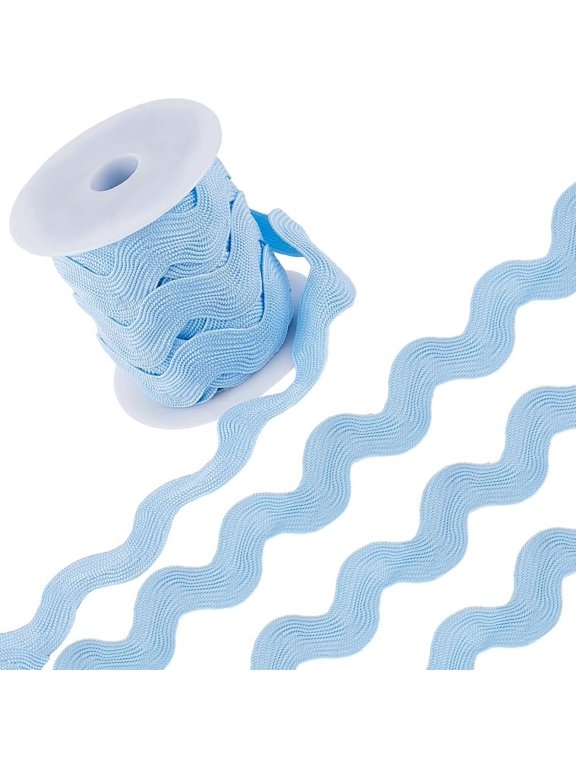 1.34 Inch Rick Rack Trim for Sewing 10 Yards Jumbo RIC Rac Ribbon Christmas Rickrack Sky Blue Wave Bending Fringe Trim Woven Fabric Lace Zig Zag Trim for DIY Crafts Wedding for DIY