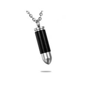 AROMITA JEWELRY 1.34" Large Black Bullet Cremation Jewelry Keepsake Memorial Stainless Steel Urn Holder Necklace Unisex