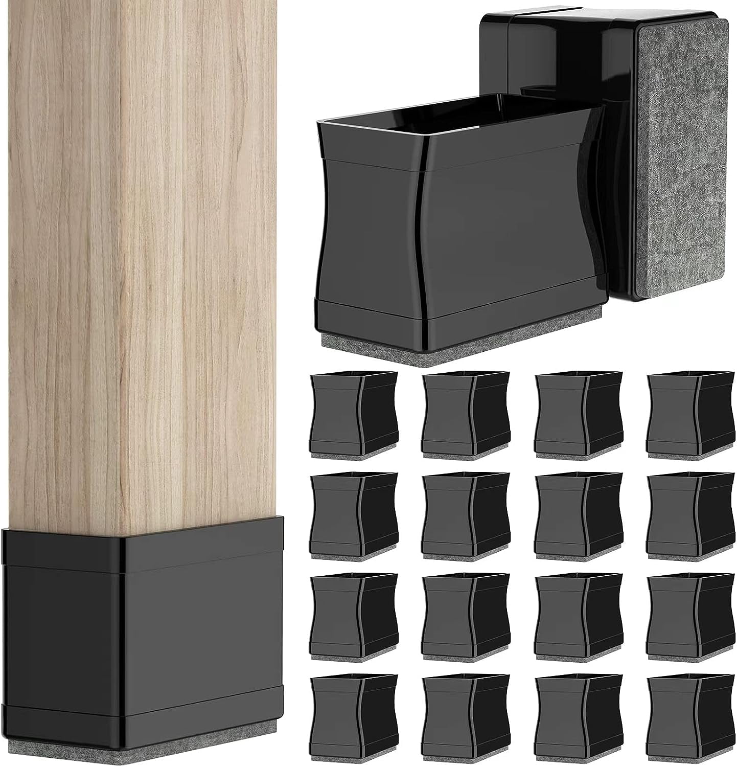 1" x 1.75" Rectangle Chair Leg Floor Protectors for Hardwood Floors Silicone Covers to Protect Wood Tile Floors Felt Pads Furniture Leg Caps Reduce Noise.Easy to Move.16 PCS Brown.