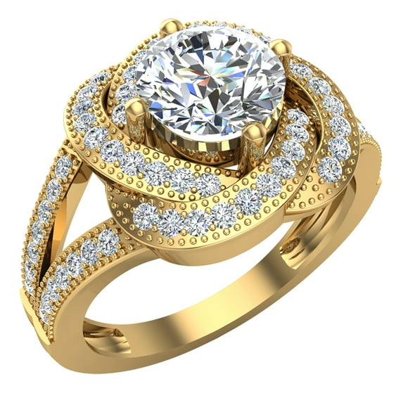 1.35 CT Diamond Knot Halo Engagement Ring 14K Gold