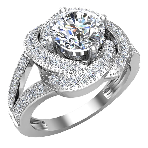 1.35 CT Diamond Knot Halo Engagement Ring 14K White Gold (G,SI)