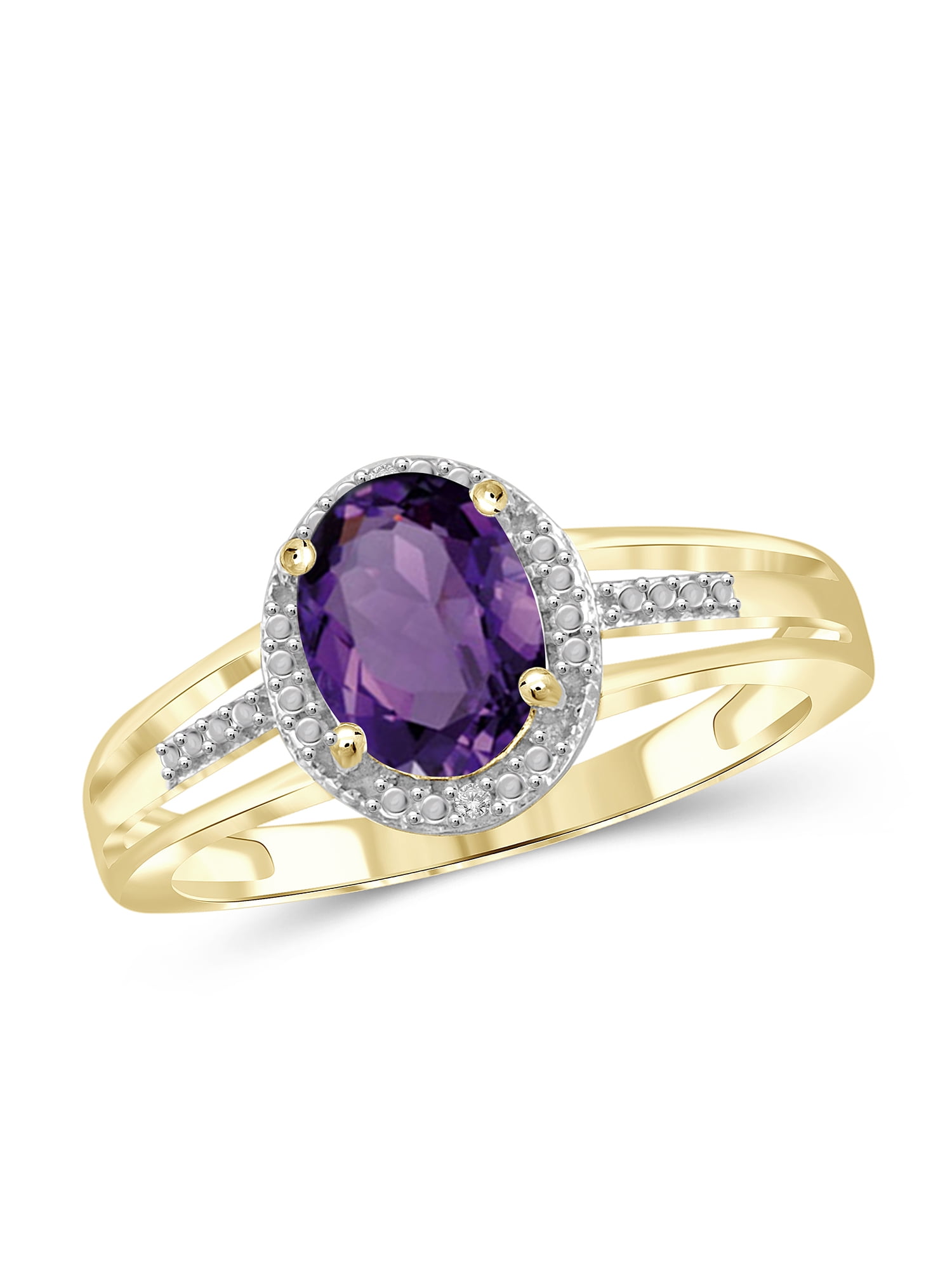 1.35 Carat Amethyst Gemstone and Accent White Diamond Ring