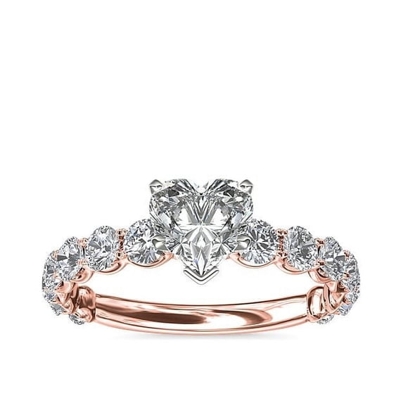 1.35 Carat Brilliant Heart Cut Natural Diamond Solitaire with Accents Beautiful Ring for Engagement Solid 18K Rose Gold Size 9