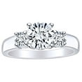 thumbnail image 1 of AFFY 1.35 Carat (Ctw) Round White Natural Diamond Three Stone Solitaire Engagement Ring In 14k Solid White Gold Ring Size-7, 1 of 1