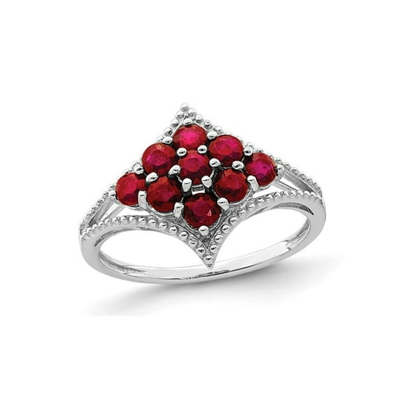Gem & Harmony 1.35 Carat (Ctw) Ruby Cluster Ring in Sterling Silver for Women