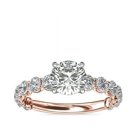 Diamond-Capitals 1.35 Carat Round Brilliant Cut Luxurious Solitaire Natural Diamond (F-G/VS1) Wedding Ring Solid 18K Rose Gold Size 7