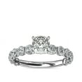 thumbnail image 1 of 1.35 Ct Cushion Cut Natural Diamond Unique Solitaire with Accents Ring for Anniversary Solid 18K White Gold Size 4, 1 of 6