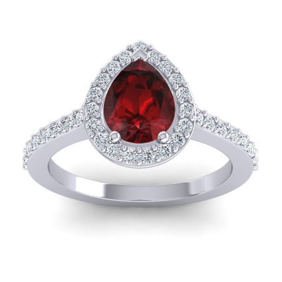 1.35 Ct Natural Diamond Garnet Gemstone Sparkle Anniversary Ring for Women Solid 18K White Gold Size 8 by Diamond-Capitals