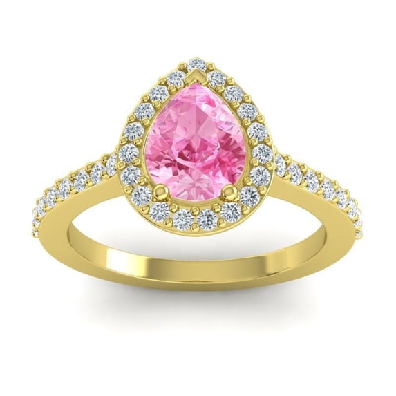 1.35 Ct Natural Diamond Pink Sapphire Gemstone Wonderful Wedding Ring for Ladies Solid 14K Yellow Gold Size 4.5 by Diamond-Capitals