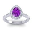thumbnail image 1 of 1.35 Ct Sparkle (F-G/VS1) Natural Diamond Amethyst Gemstone Engagement Ring for Women Solid 14K White Gold Size 7 by Diamond-Capitals, 1 of 8