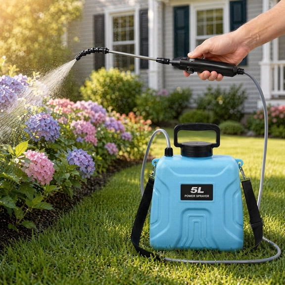 Electric Plant Water Sprayer 5L, High Reach Watering Can with Telescopic Wand, 180 Adjustable Nozzle and Water Hose for Hanging Plants, Indoor Outdoor Garden Watering