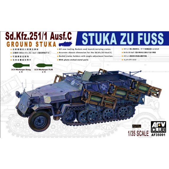 1:35 Scale Sd. Kfz. 251/1 Ausf. C Stuka Zu Fuss Military Vehicle Model Kit Collectible Display Assemble DIY