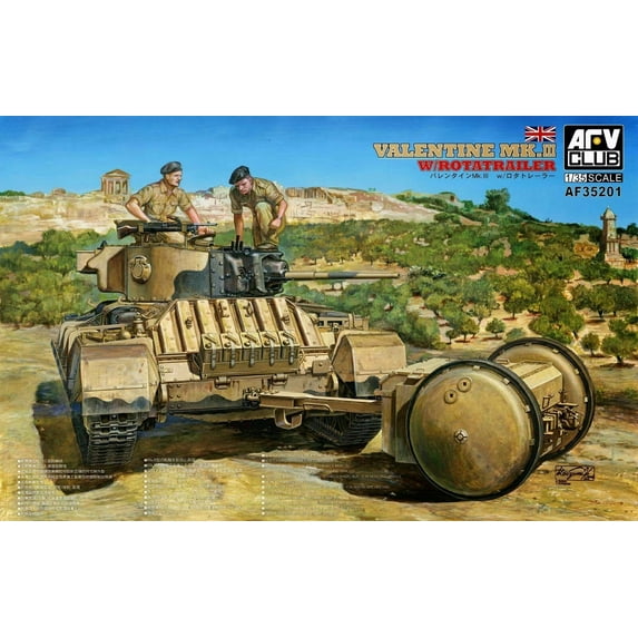 1:35 Scale Valentine Mk.III with Rotatrailer Military Vehicle Model Kit Collectible Display Assemble DIY