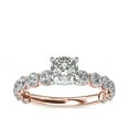 thumbnail image 1 of 1.35 T.C.W Cushion Shaped Real Diamond New Design Solitaire with Accents Wedding Ring for Women Solid 18K Rose Gold Size 3.5, 1 of 6