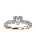 thumbnail image 1 of 1.35 T.C.W Heart Shaped Genuine Diamond Stunning Solitaire with Accents Wedding Ring for Women Solid 14K Rose Gold Size 3.5, 1 of 6