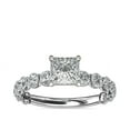 thumbnail image 1 of 1.35 T.C.W Princess Shaped Genuine Diamond Stunning Solitaire with Accents Wedding Ring for Women Solid 14K White Gold Size 3.5, 1 of 6