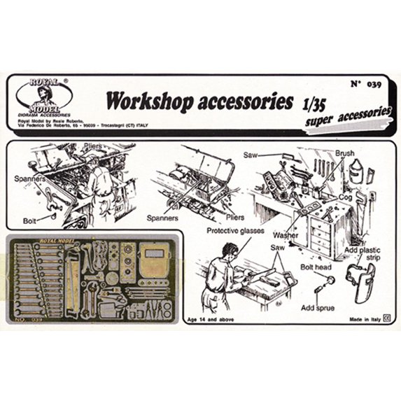 1/35 Workshop Accessories: various tools, welding mask, etc. (Photo-Etch)