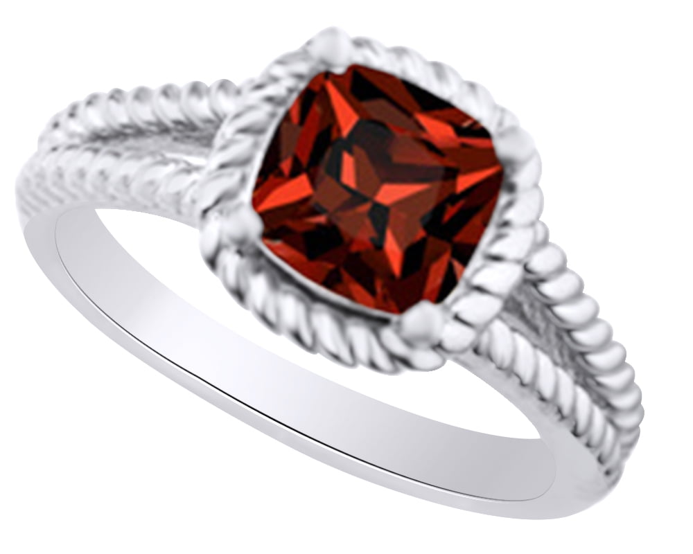 AFFY (1.35 cttw) Simulated Red Garnet Twisted Rope Engagement Wedding ...