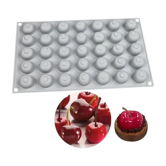 1 35-hole cake fondant silicone mold, cherry-shaped silicone mold, suitable for baking mousse cakes, candy chocolate desserts
