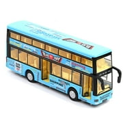 136 Alloy Double-Decker Tour Bus Air-Conditioned Bus City Bus Model Children Pull Back Sound And Light Toy Car Gift Present