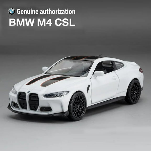 1/36 BMW M4 CSL Alloy Toys Car Model High Simulation Metal Genuine Door Opened Pull Back Function Boys Birthday Gifts Collection