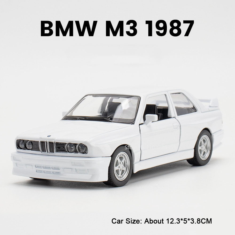1:36  BMW M4 CSL M3 1987 Miniature Cars Alloy Diecast Doors Opened Pull Back Rubber Tires Ornament Toys for Kids Gifts