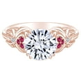 thumbnail image 1 of AFFY 1.36 Carat Round Shape Moissanite & Simulated Ruby Heart Shaped Engagement Ring 14K Solid Rose Gold Ring Size-7.5, 1 of 2