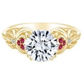thumbnail image 1 of AFFY 1.36 Carat Round Shape Moissanite & Simulated Ruby Heart Shaped Engagement Ring 14K Solid Yellow Gold Ring Size-7.5, 1 of 2