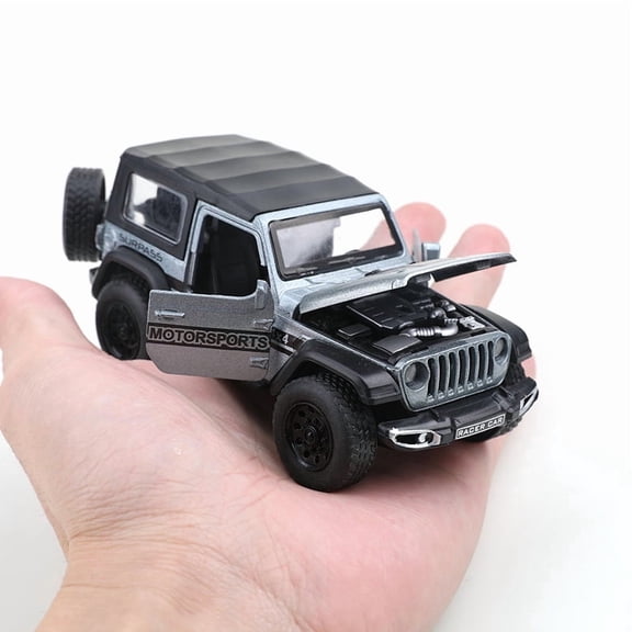 1/36 Scale Die-Cast Wrangler Off-Road Vehicle – Closed-Top Model with Four Opening Doors, Powerful Pull-Back Mechanism – Bagged Collectible Replica for Display, Gift for Men