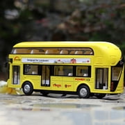 1/36 Scale Double Decker Bus Alloy Diecast Vehicle Model, Openable Doors With Sound Light Pull Back Replica for Hobby Collectibles & Gifting