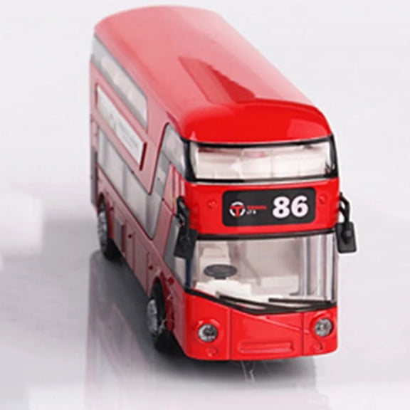 1/36 Scale Double Decker Bus Alloy Diecast Vehicle Model, Openable Doors With Sound Light Pull‑Back Replica for Hobby Collectibles & Gifting