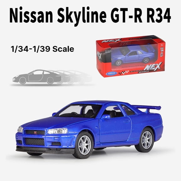 1/36 Scale JDM Racing Coupe Replica, Welly Diecast Metal Mini Vehicle, Pull Back Mechanism with Openable Doors, Simulated Sports Car Model, Display Ornament & Hobby Collector Gift