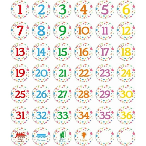 1-36 Spot Marker Sticker Polka Dot Number Floor Sticker Classroom Line Up Stickers 42 Pcs Numbers Stickers DIY Hopscotch Game Line Up Spots