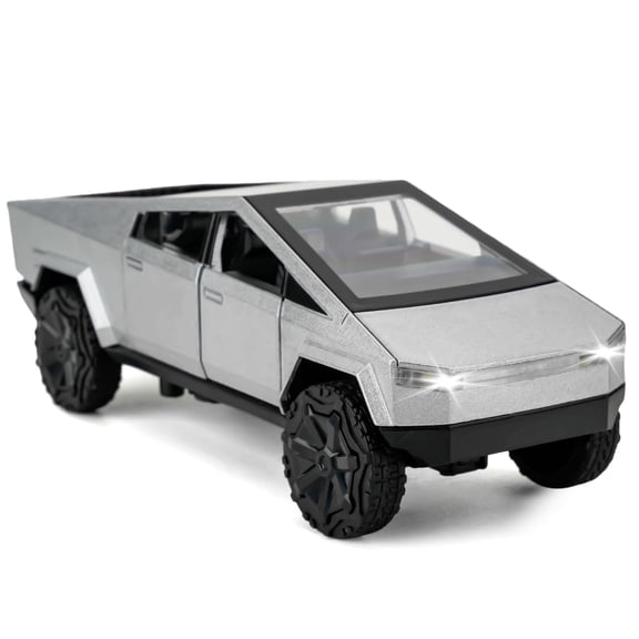 1:36 Cybertruck Pickup Truck Toy Cars, Diecast Pull Back Model Cars, Collection Vehicles, Kids Toy for Aged 3 and up, Gift Silver