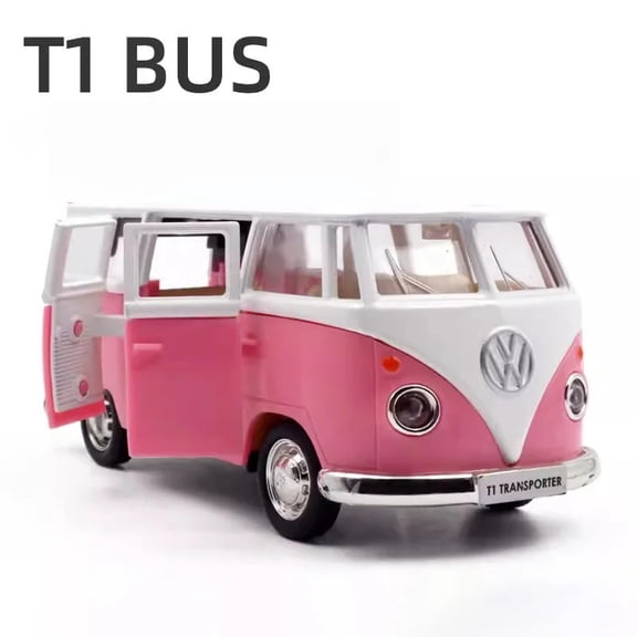 1:36 Volkswagen VW T1 Bus Toy Car Model Alloy Diecast with Pull Back Doors Opened Van Models Best Gifts for Boys Kids Toy