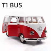 136 Volkswagen VW T1 Bus Toy Car Model Alloy Diecast with Pull Back Doors Opened Van Models Best Gifts for Boys Kids Toy