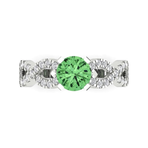 Solitaire with Accents Engagement Ring for Women - 1.42ct Simulated Green Diamond in 14K White Gold Promise Ring
